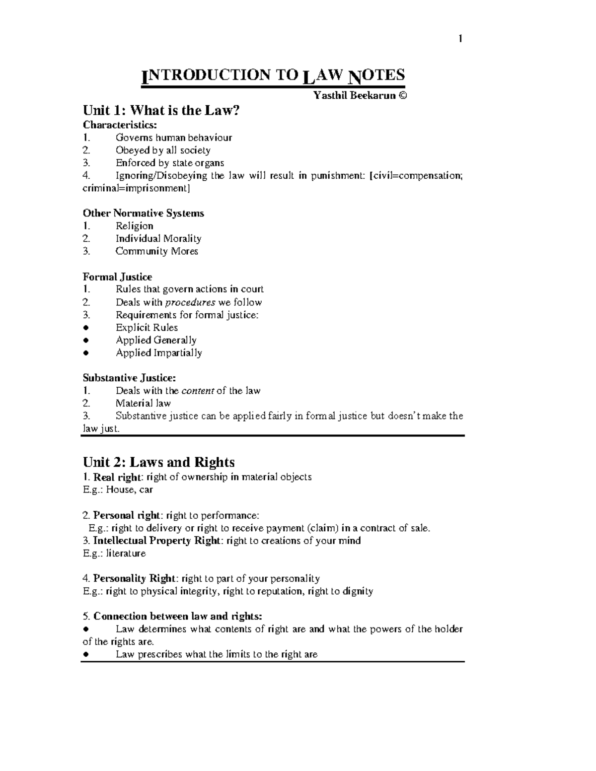 ILW 101: Introduction to Law Study Notes and Key Concepts - Studocu