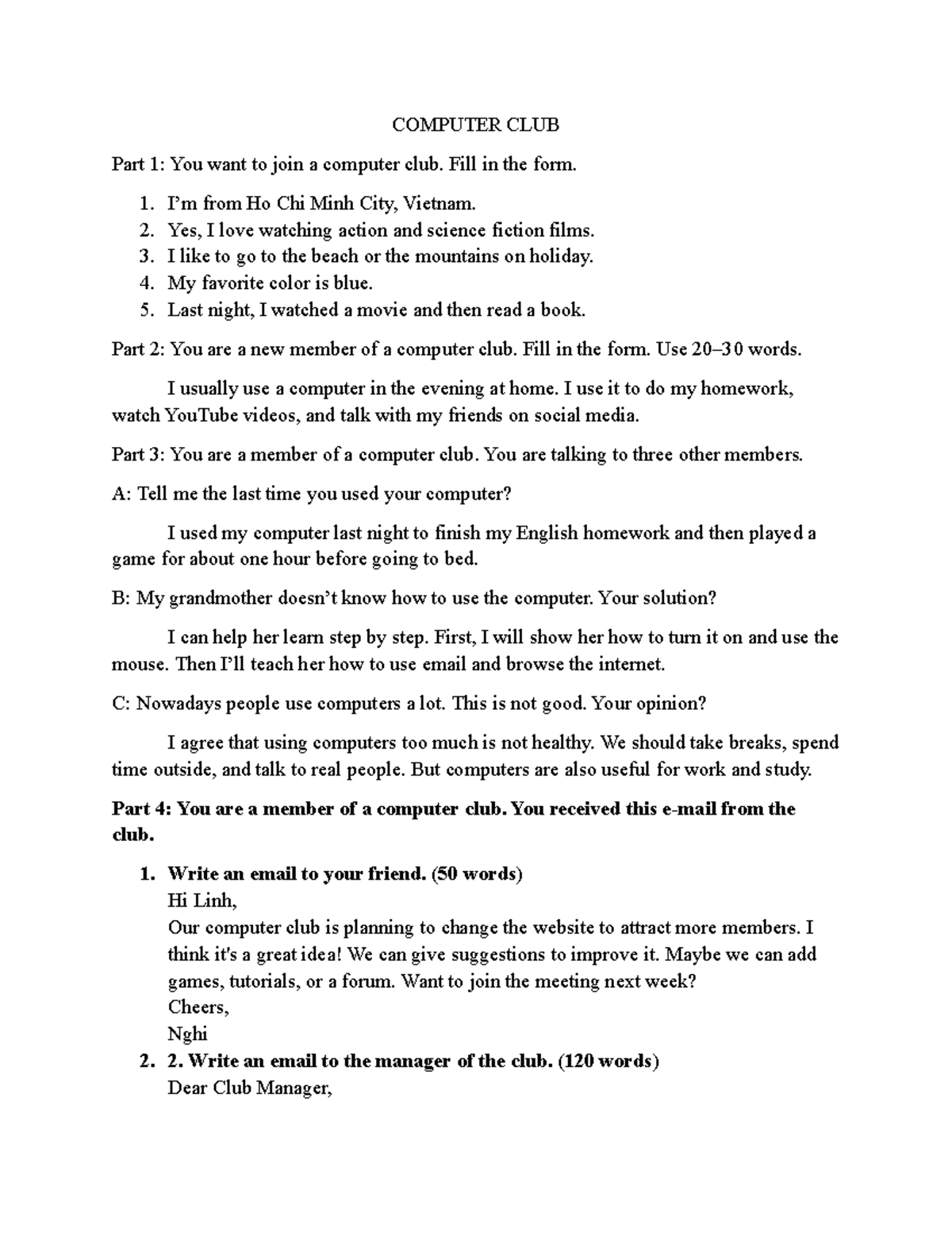 COMPUTER CLUB Membership Form & Communication Guide - Studocu