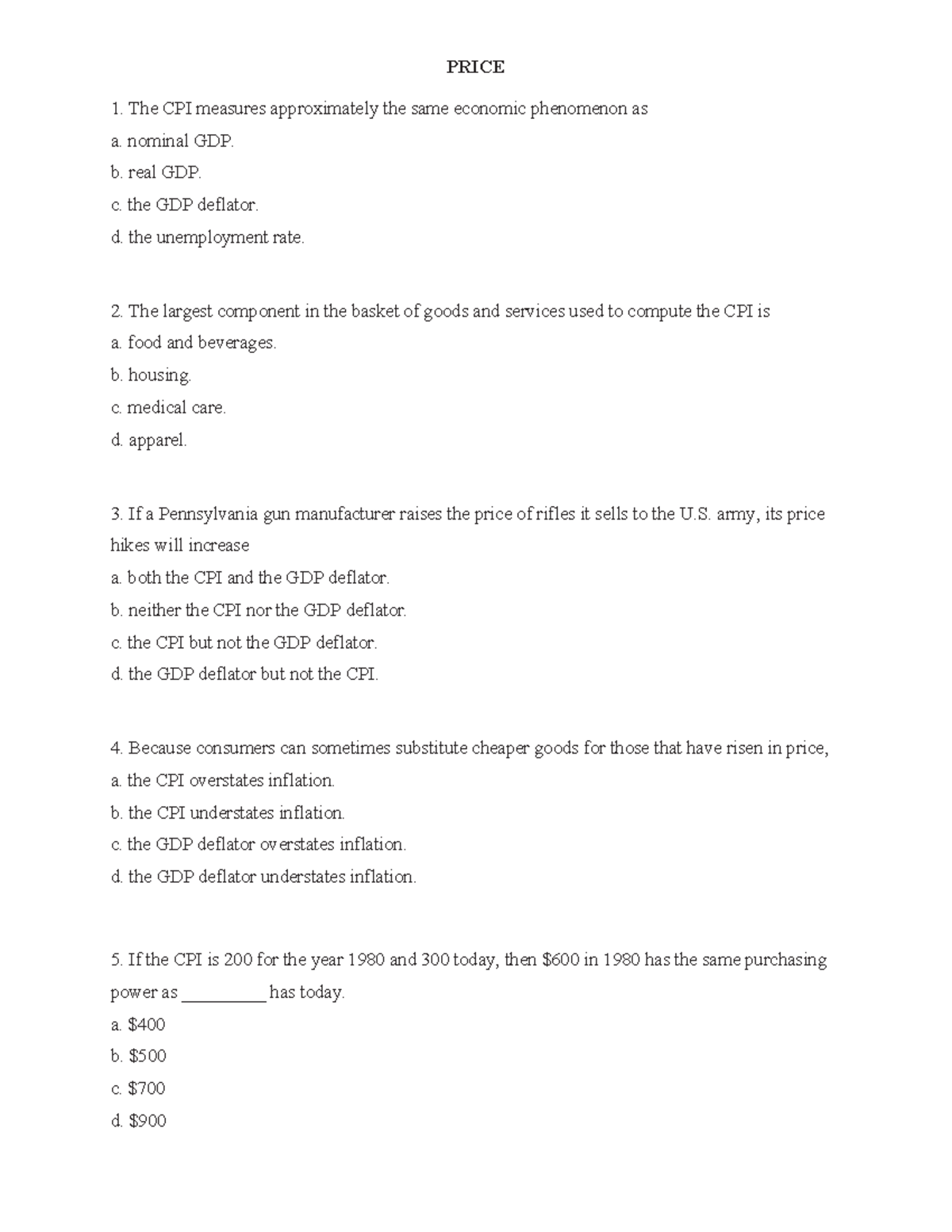 CPI Analysis and Measurement - Microeconomics Study (ECO 101) - Studocu