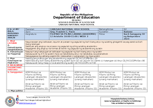 DLL Quarter 1 Mapeh 8 ARTS WEEK 1 - GRADES 1 to 12 DAILY LESSON LOG ...