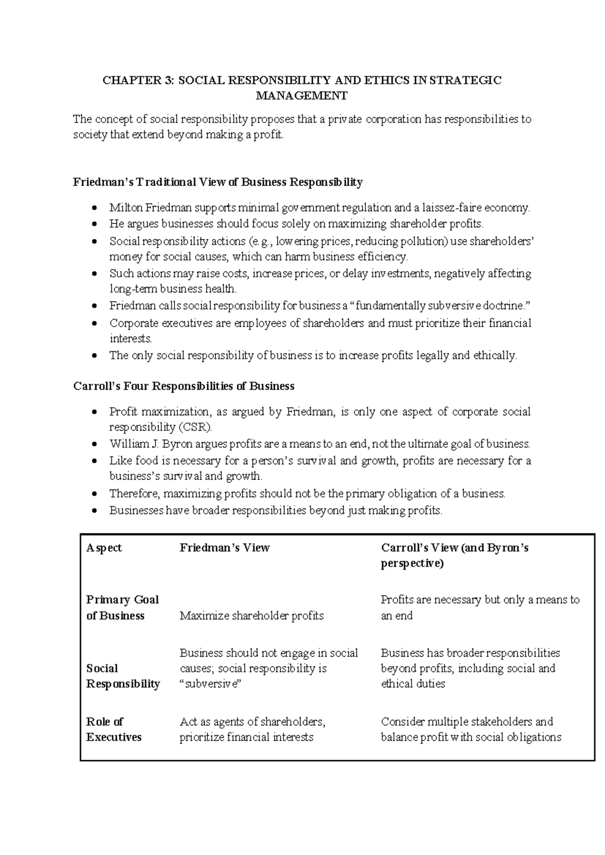 CHAPTER 3: SOCIAL RESPONSIBILITY & ETHICS IN STRATEGIC MANAGEMENT - Studocu