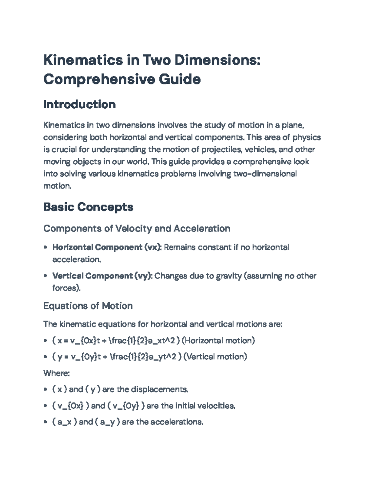 Kinematics in Two Dimensions: Comprehensive Guide for Physics Studies ...