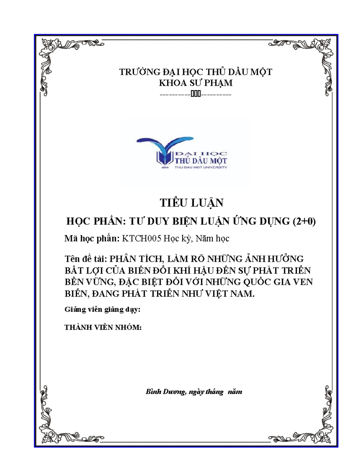 TDBL Ứng dụng - Tiểu luận Tư duy biện luận ứng dụng, Song hành với một ...