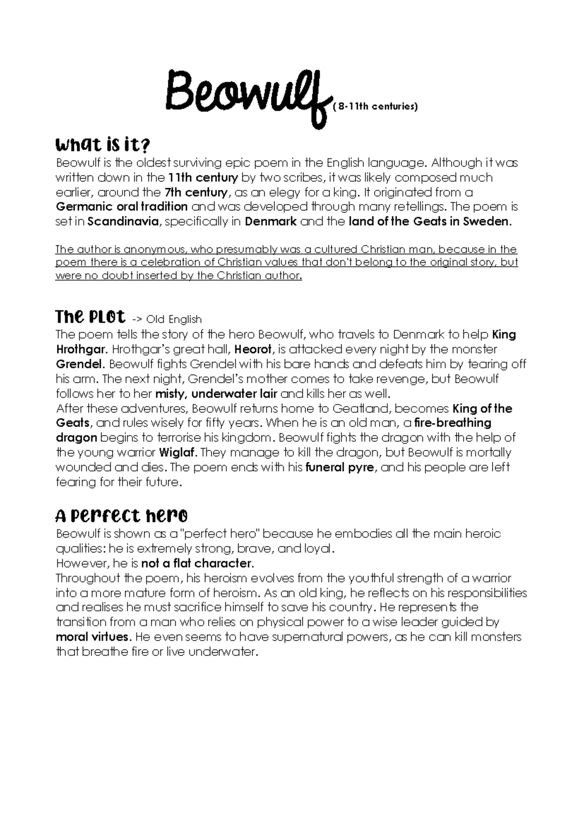 Beowulf (ENG 101) - An Analysis of the Epic Poem's Themes and Heroism ...