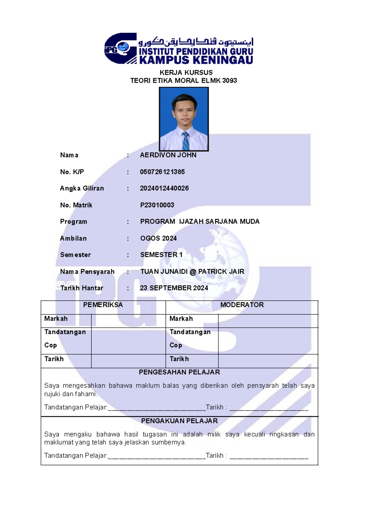Penulisan ELMK 3093: Teori Etika Moral dan Perkembangannya - Studocu