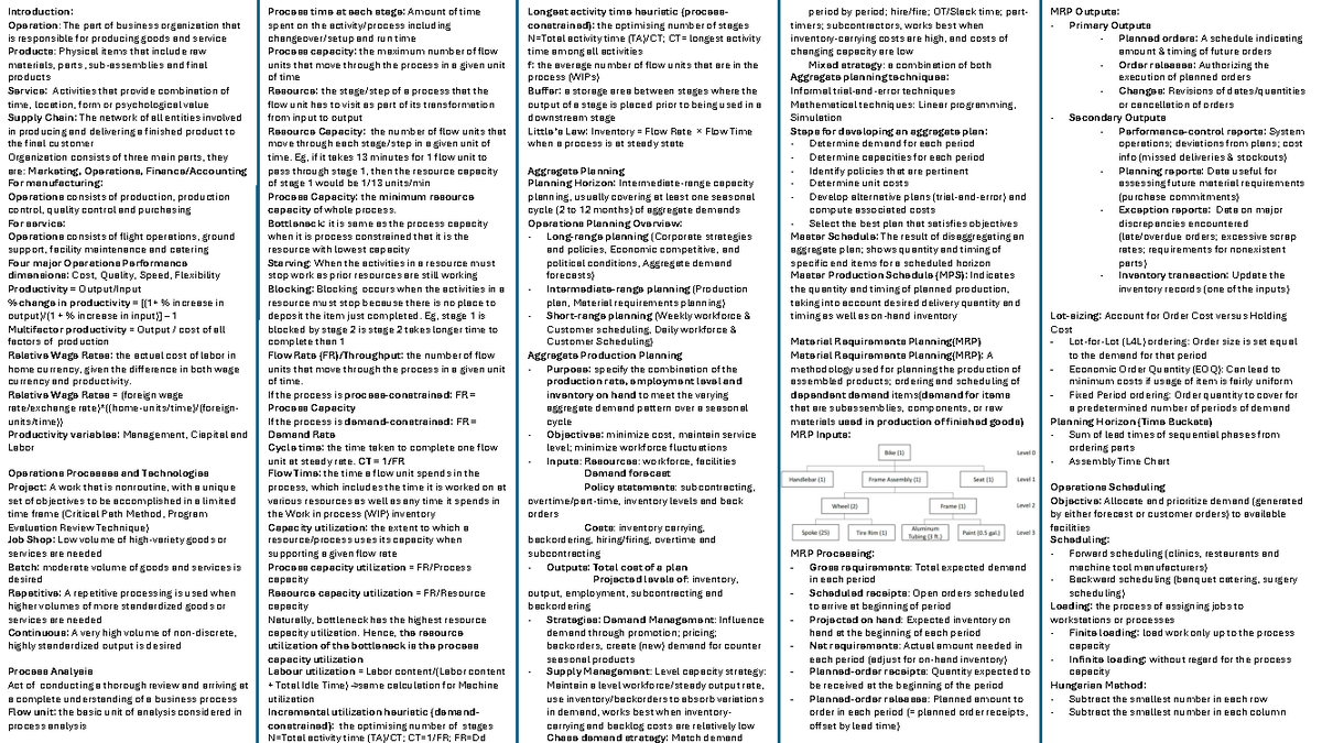 DAO2703 Operations Management Concepts Cheat Sheet - Studocu
