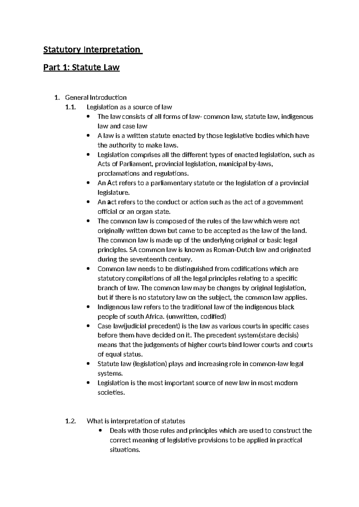 Statutory Interpretation Study Notes: Understanding Legislation and Law ...