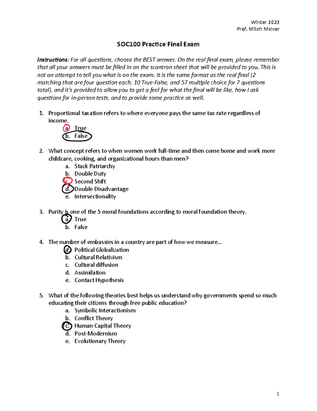 SOC100 Practice Final Exam - Winter 2023 Review Guide - Studocu