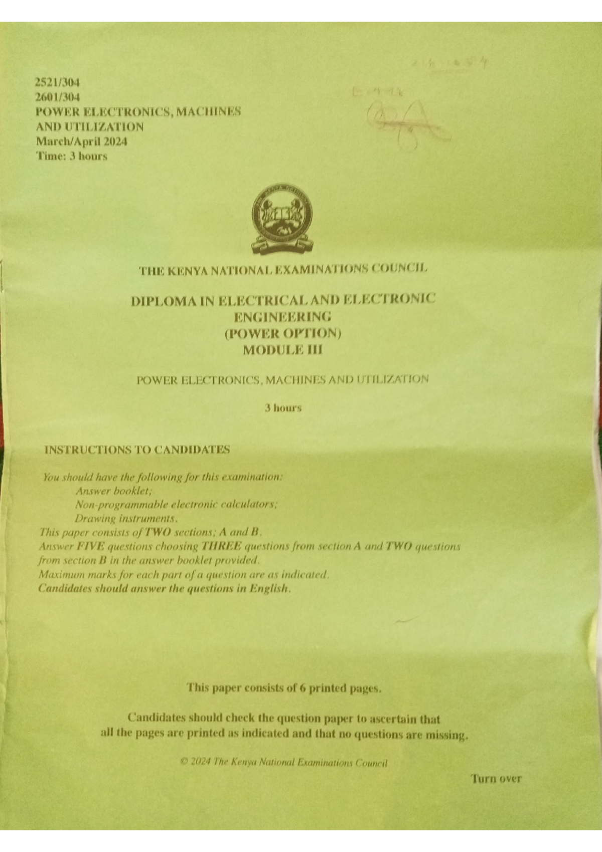 MACH 2601: Power Electronics, Machines & Utilization Exam Prep 2024 - Document Preview