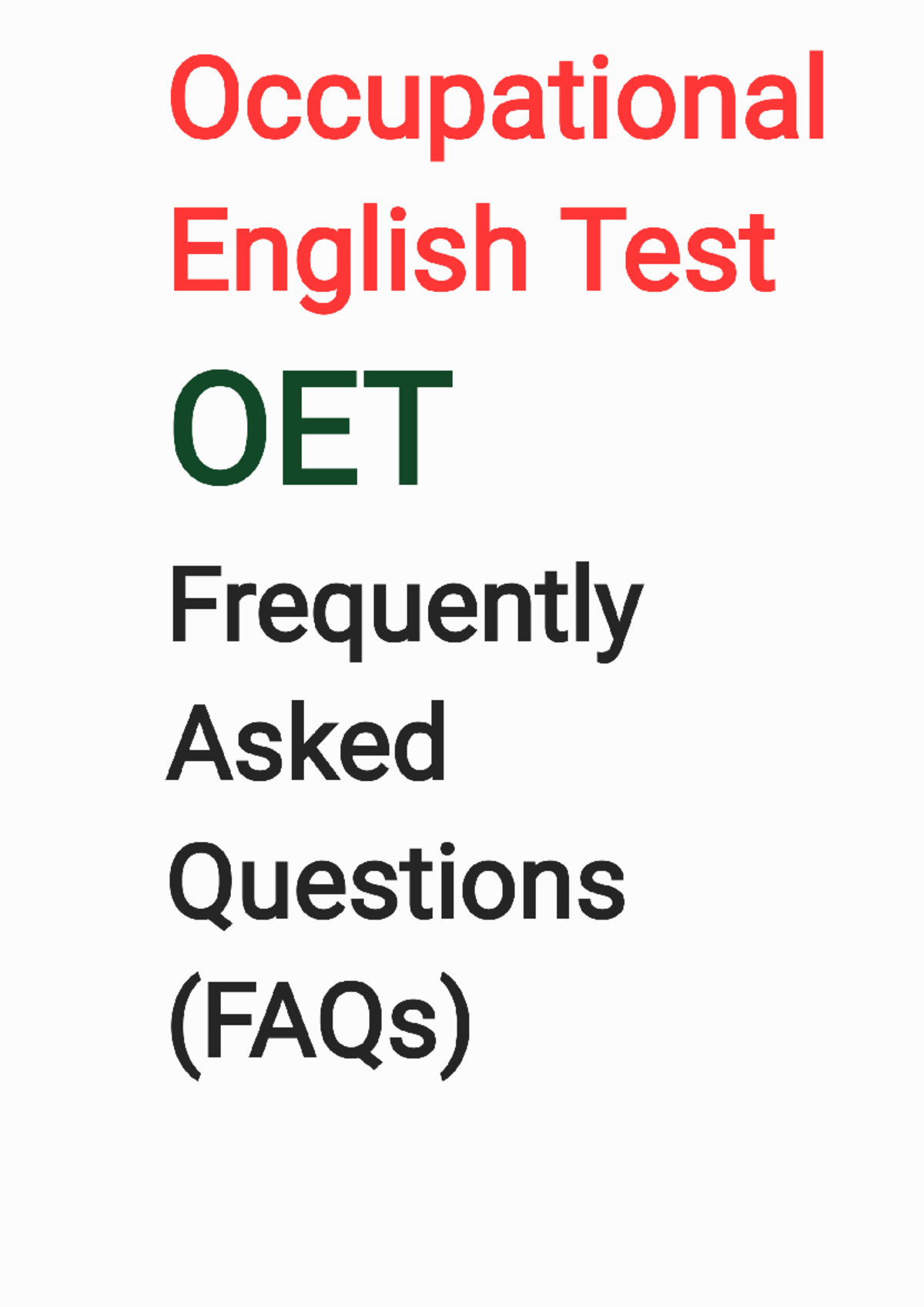 OET FAQ: Essential Information and Common Inquiries - Studocu
