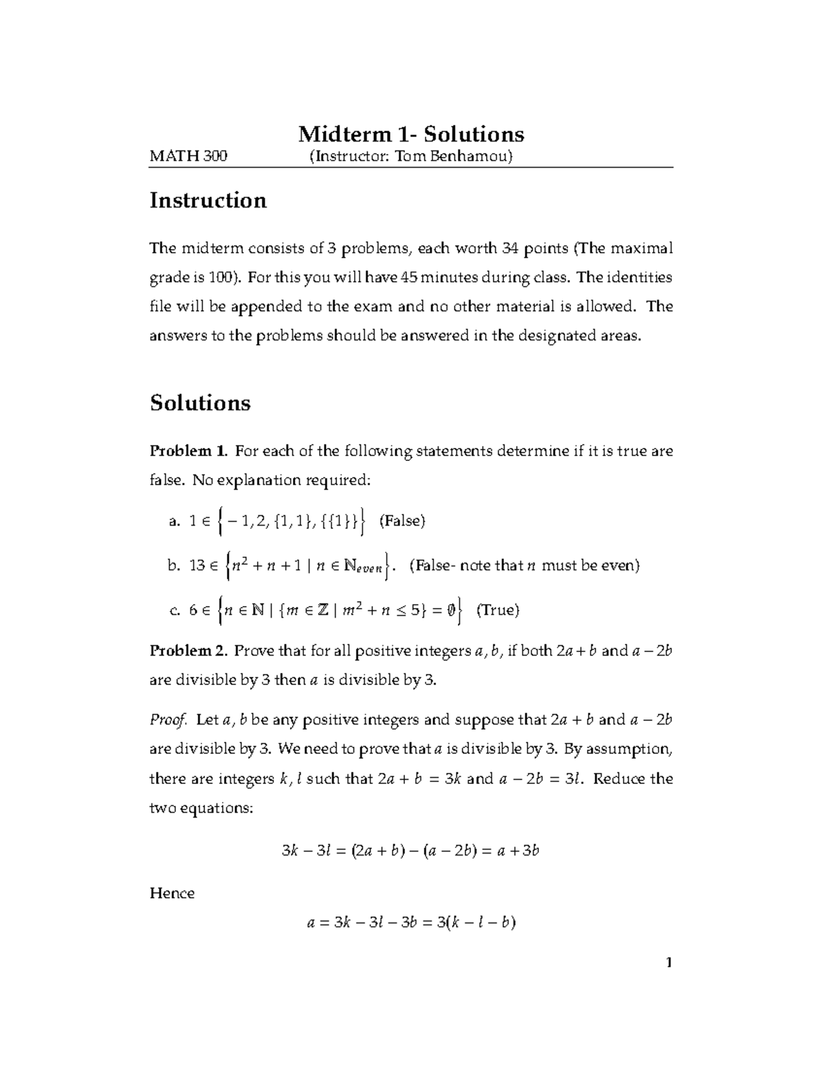 Midterm Solutions for MATH 300 - Example 2 - Studocu