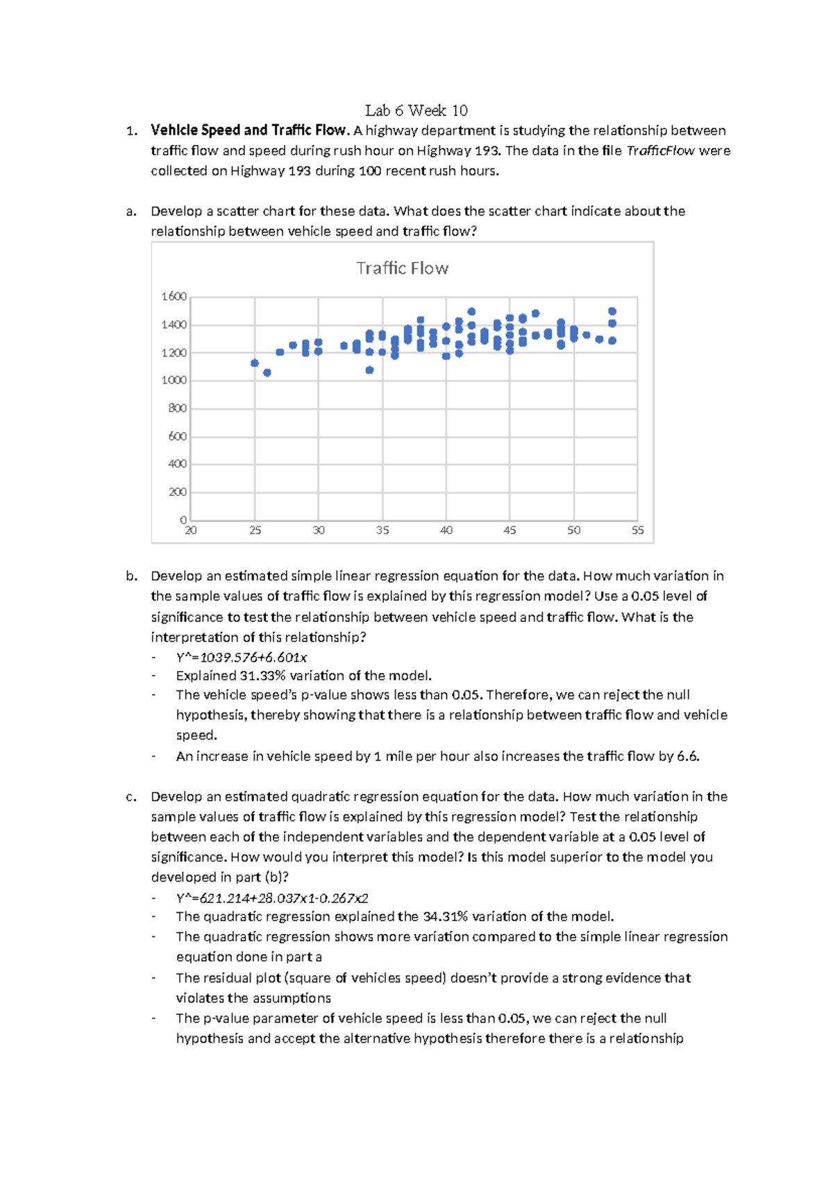 Lab 9 - Traffic Flow & Vehicle Speed Regression Analysis - BUSAN205 ...