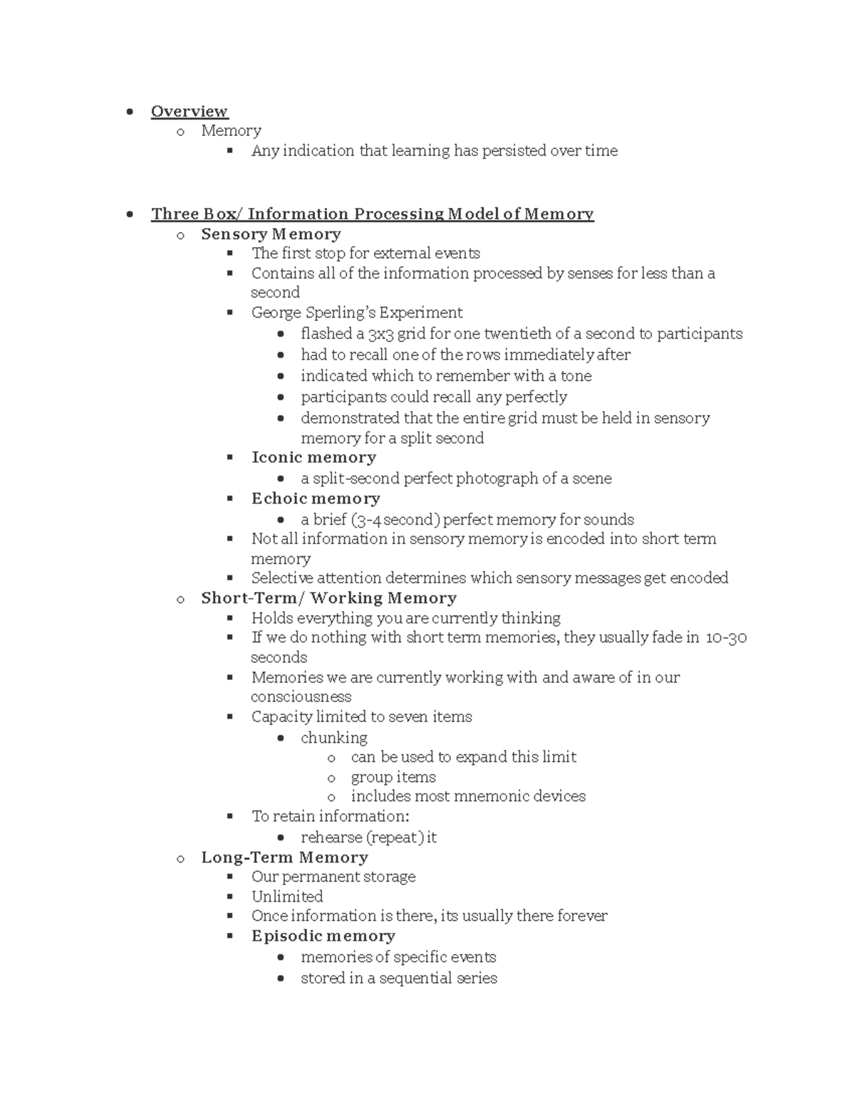 Psychology 101 - Key Outlines for Memory and Language Study Guide - Studocu