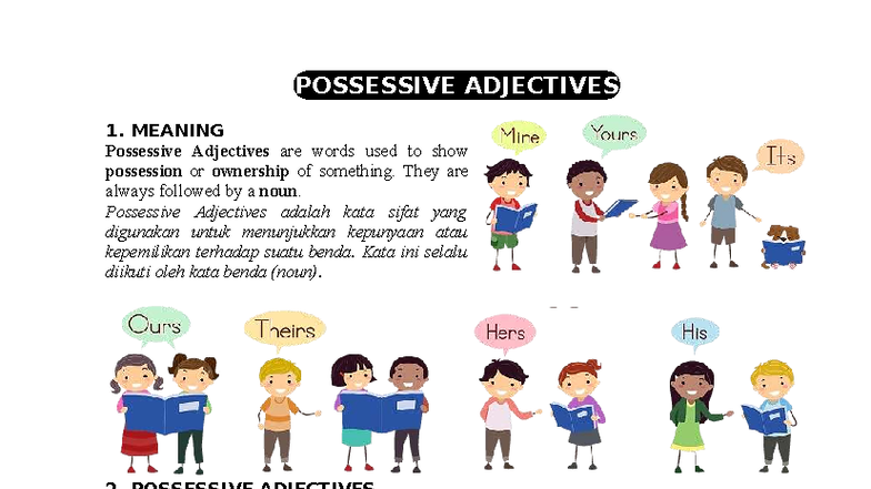 1.3. Possessive Adjectives: Understanding Ownership in English - Studocu