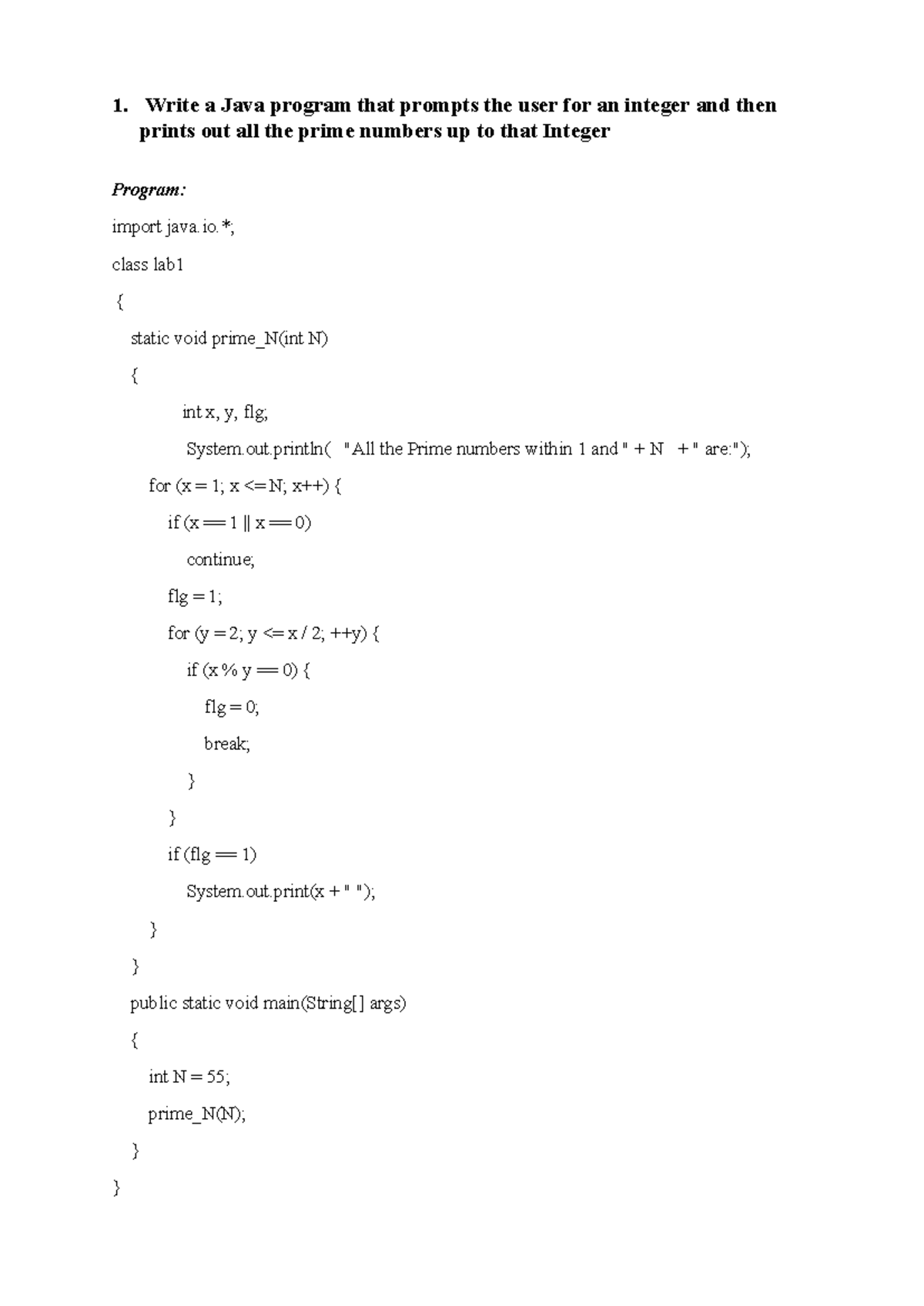 Lab Program Notes for Java (CS101) - Studocu