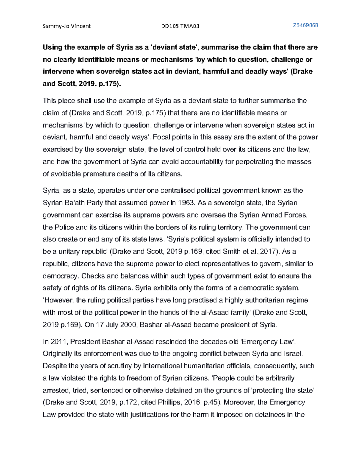 TMA03: Analyzing Syria as a Deviant State and Its Consequences - Studocu