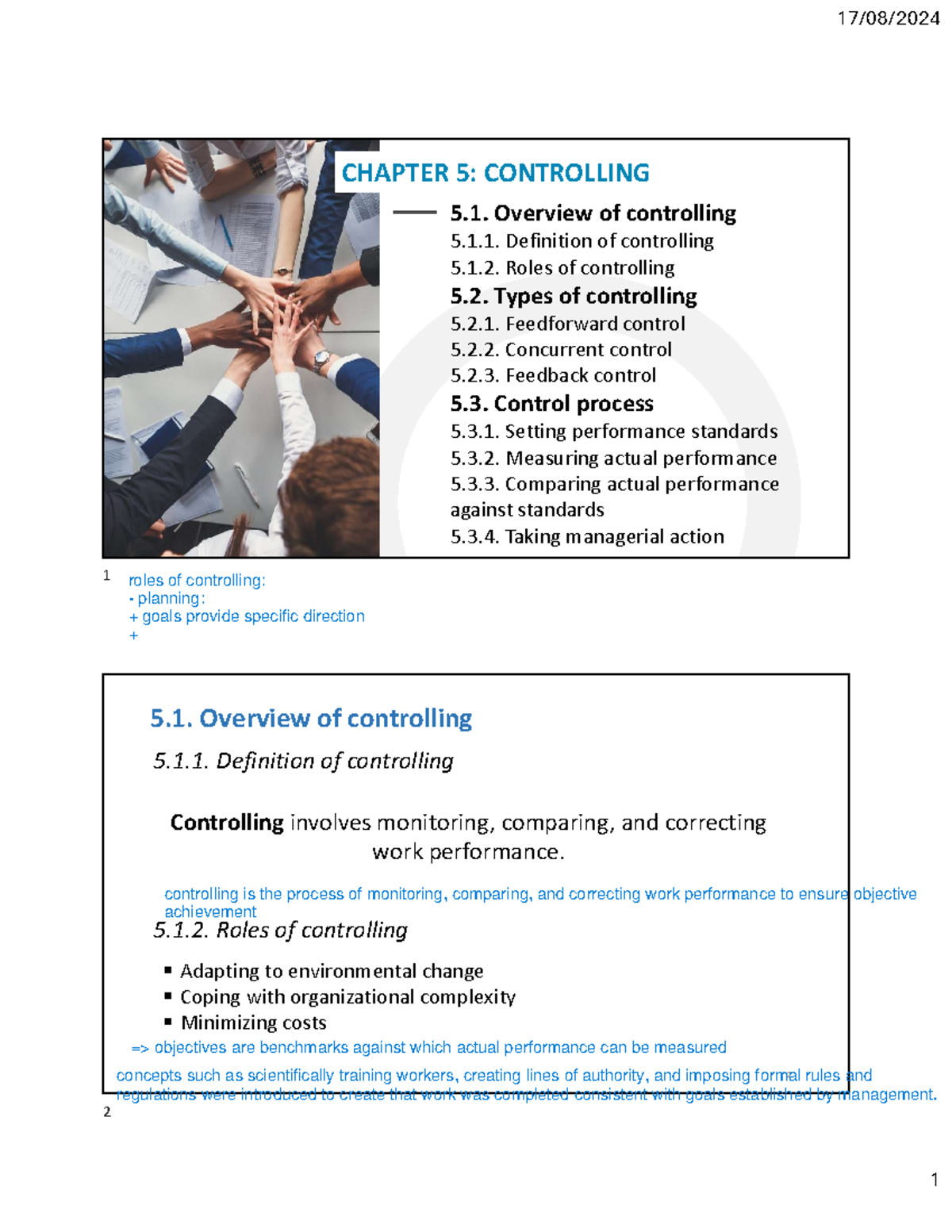 C5 - Controlling: Key Concepts in Management Fundamentals - Studocu