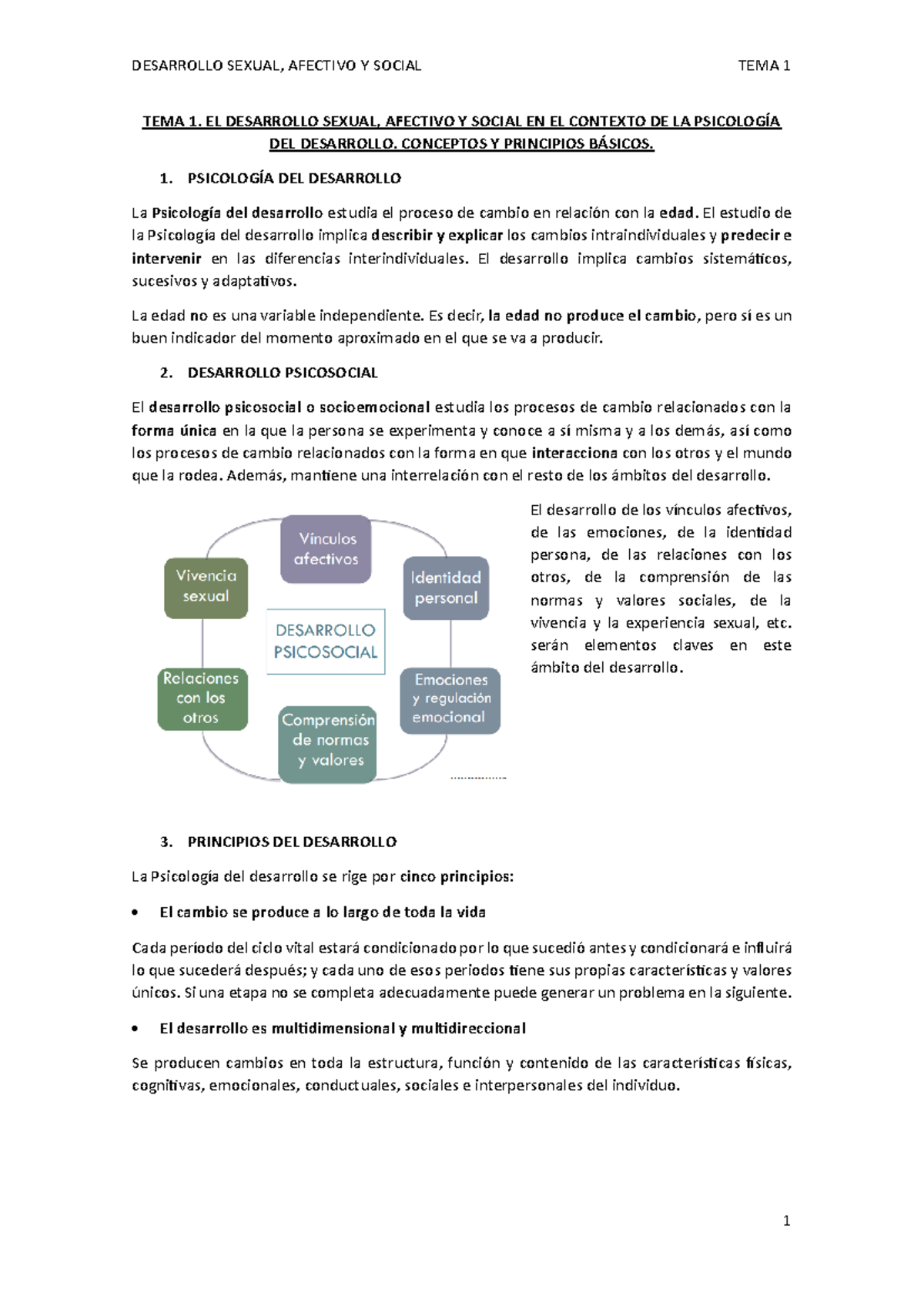 TEMA 1: Desarrollo Sexual, Afectivo y Social en Psicología del ...