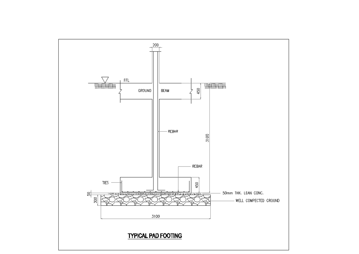 Foundation - drawing practice - engineering drawing - 200 FFL GROUND ...