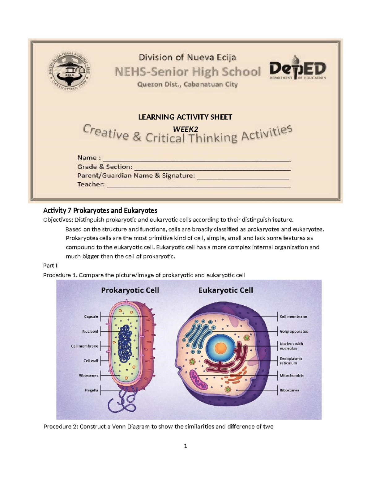 Elyk BIO 2 - General Biology: Prokaryotes vs. Eukaryotes Overview - Studocu