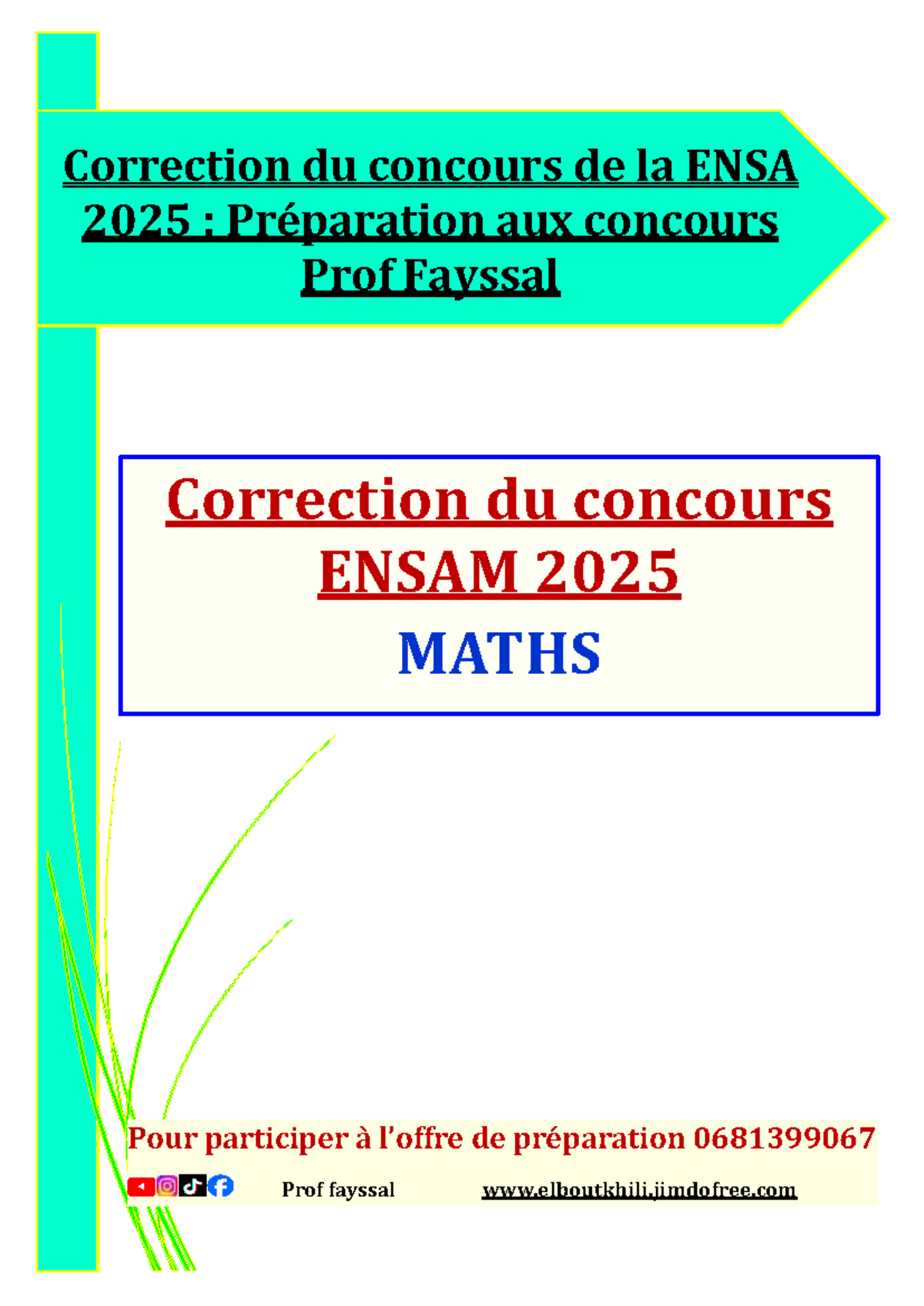 Correction du Concours ENSAM 2025 : Préparation Mathématiques Prof ...