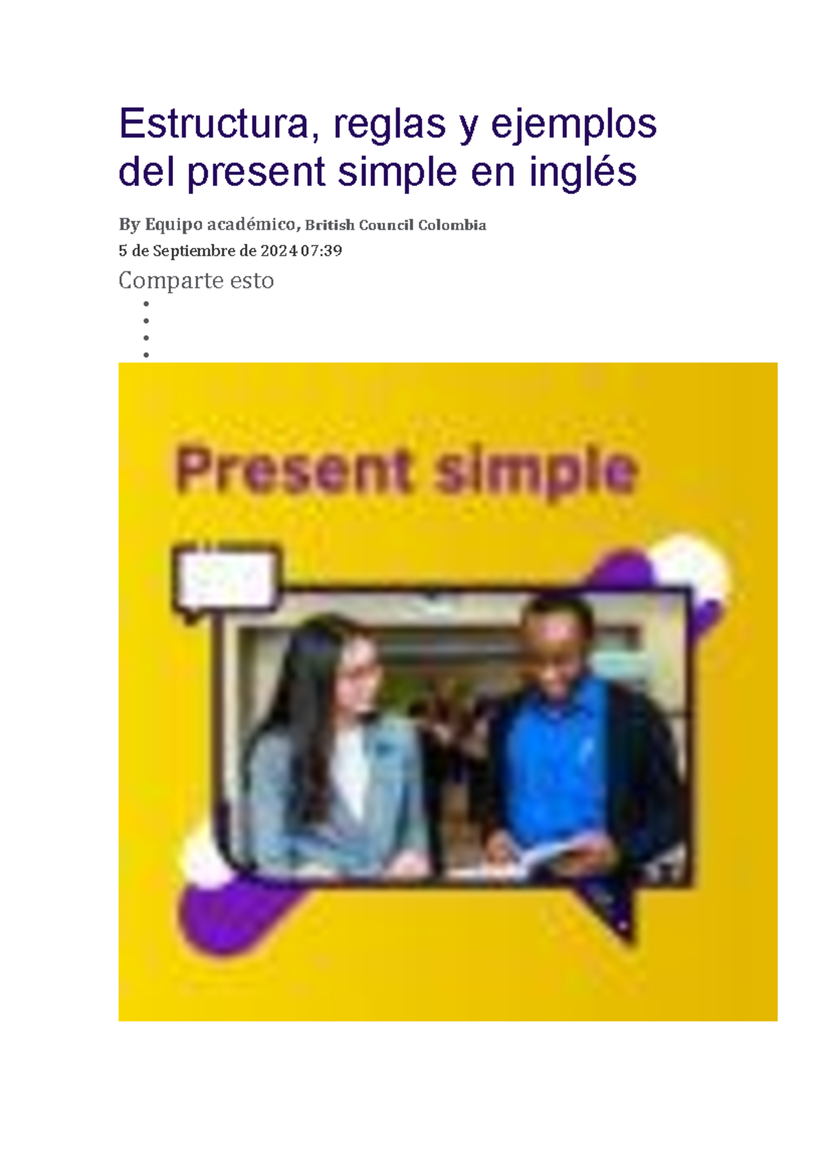 Inglés 2 - Estructura y Uso del Present Simple: Reglas y Ejemplos - Studocu