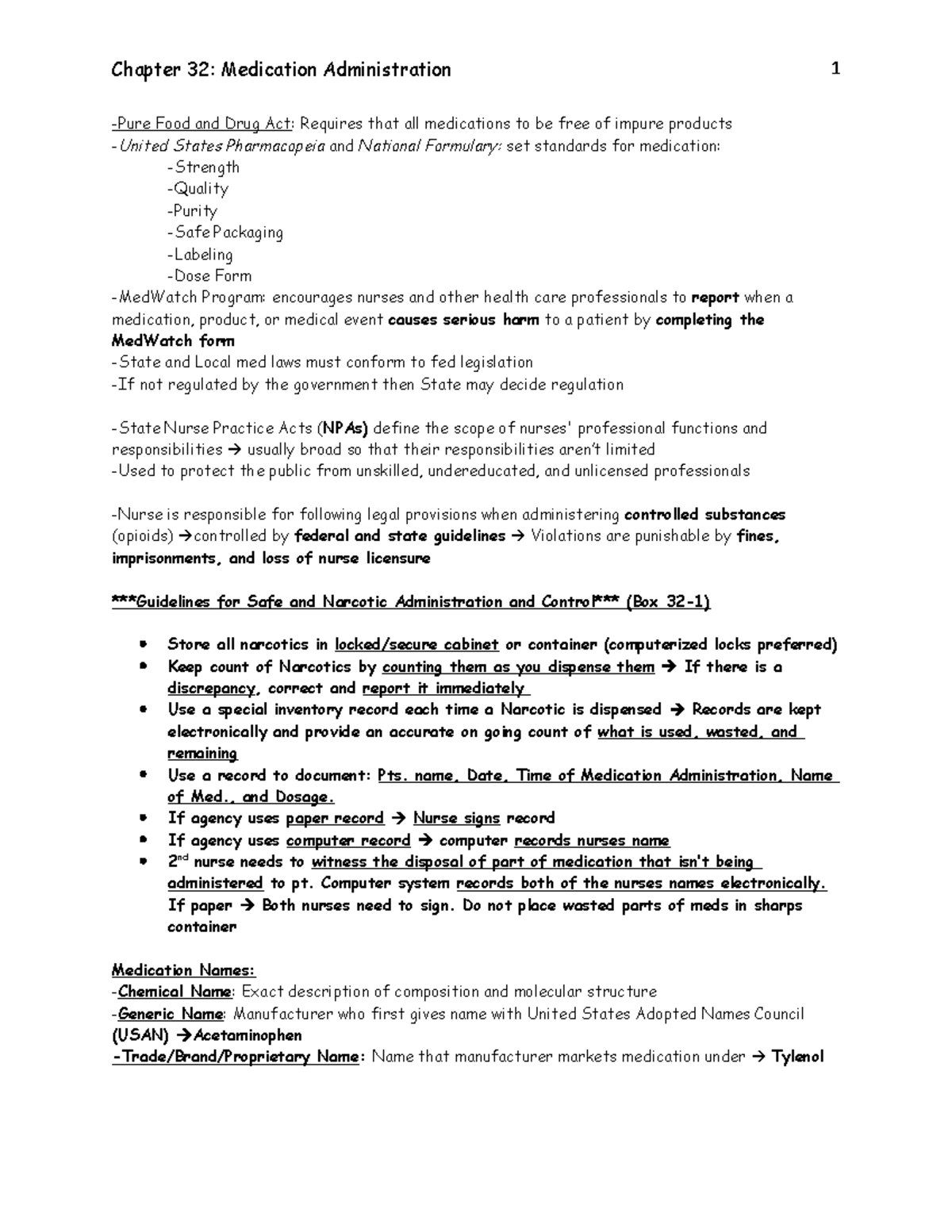Chapter 32: Medication Administration - Key Points & Guidelines - Studocu