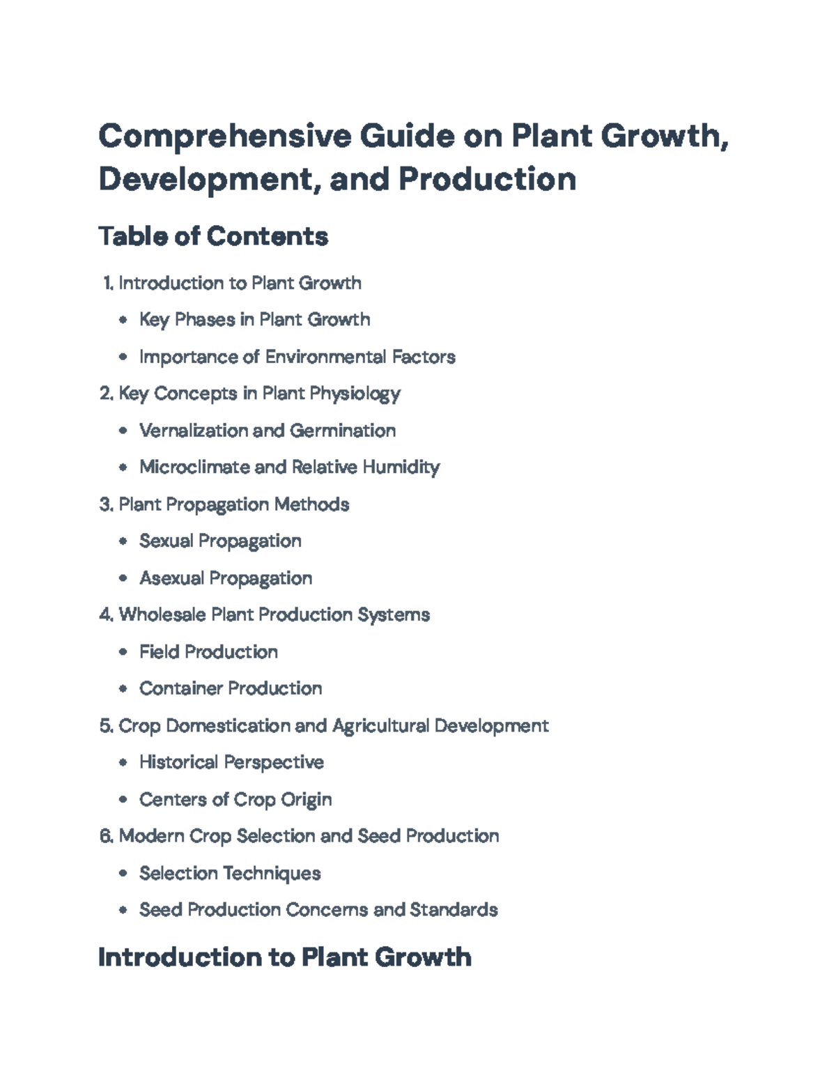 Comprehensive Guide on Plant Growth, Development, and Production ...