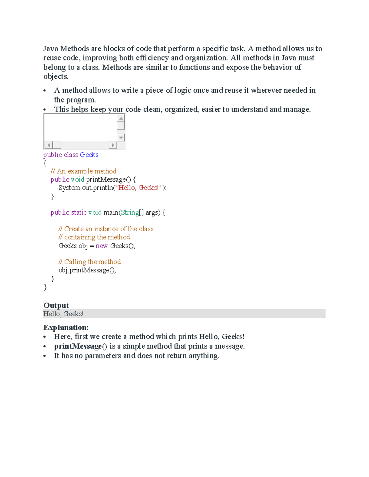 Java Methods: Key Concepts and Usage in Programming - Studocu
