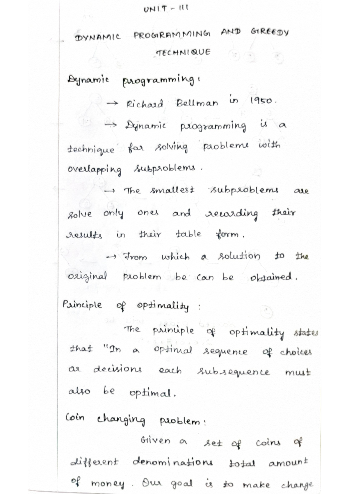 DAA 3 - Dynamic Programming & Greedy Techniques Notes - Studocu