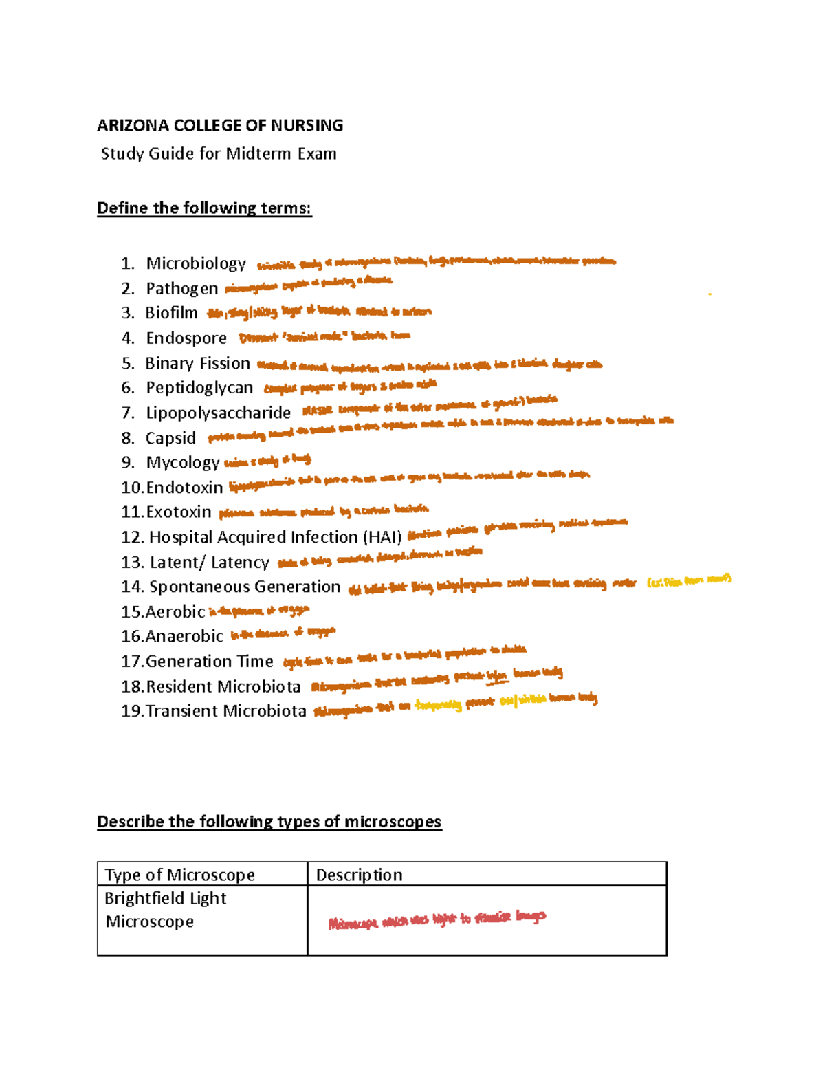 BIO 205 - Midterm Study Guide: Key Microbiology Concepts - Studocu