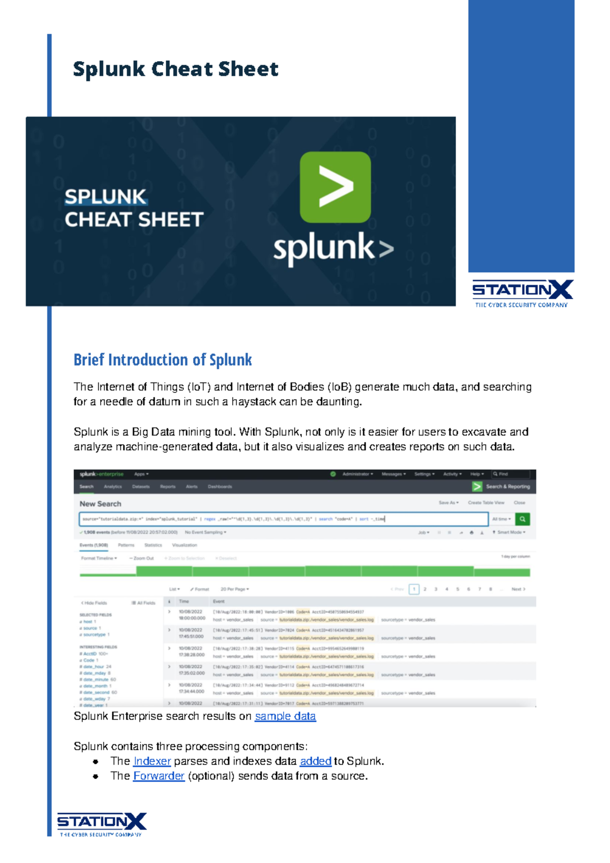 Splunk (CS101) Cheat Sheet: Key Terms & Search Commands Guide - Studocu