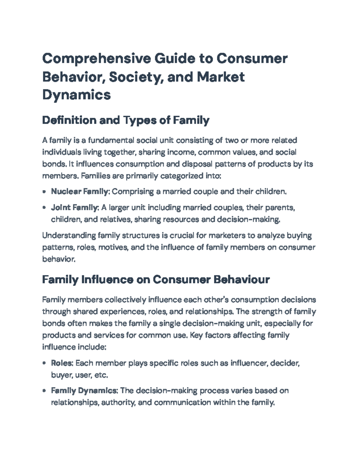 Consumer Behavior and Market Dynamics: A Comprehensive Overview ...