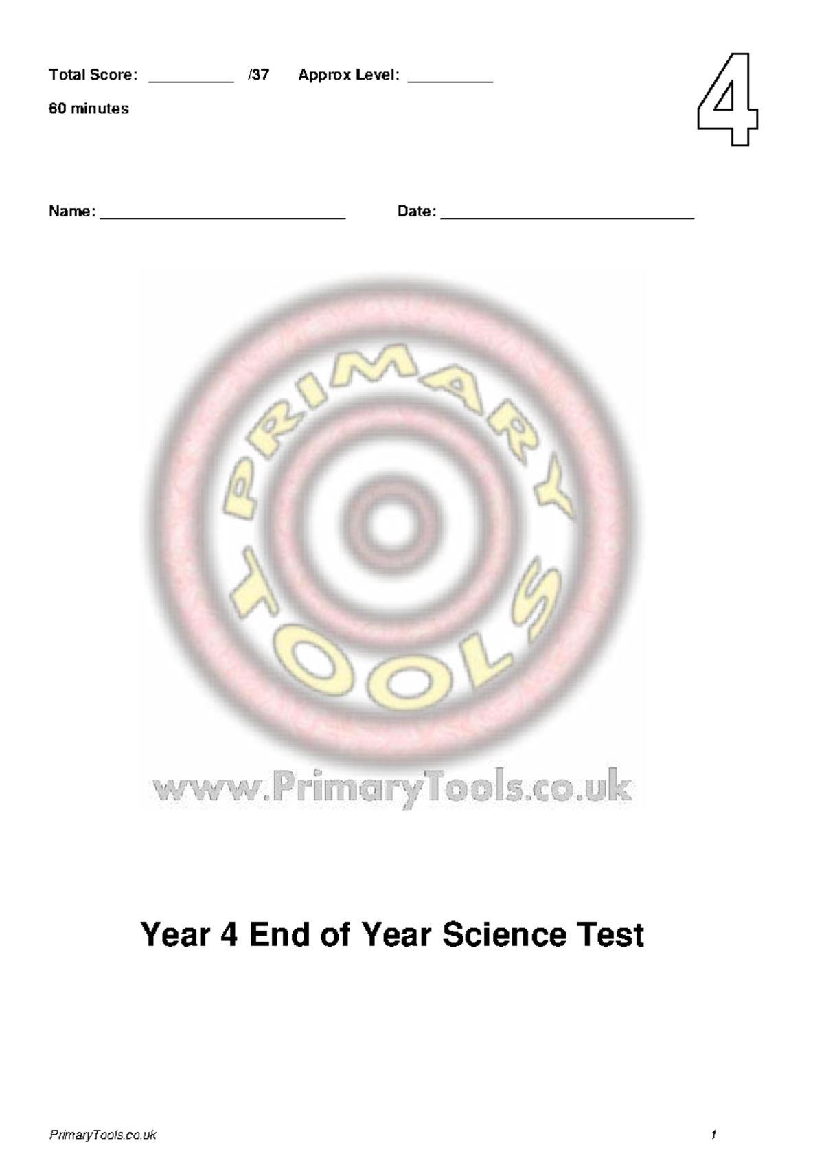 Yr 4 Science End of Year Test & Answers - Studocu
