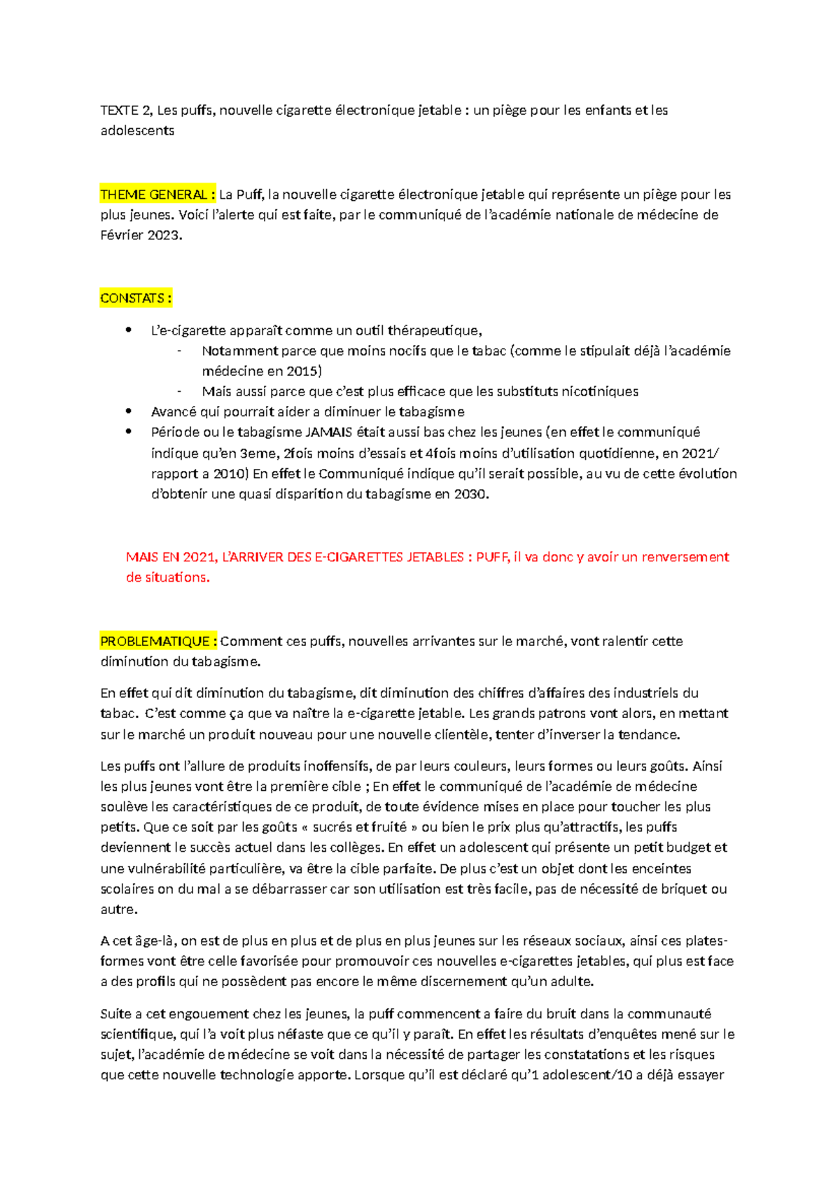Analyse des Puffs : Nouveaux Risques de Tabagisme pour les Jeunes