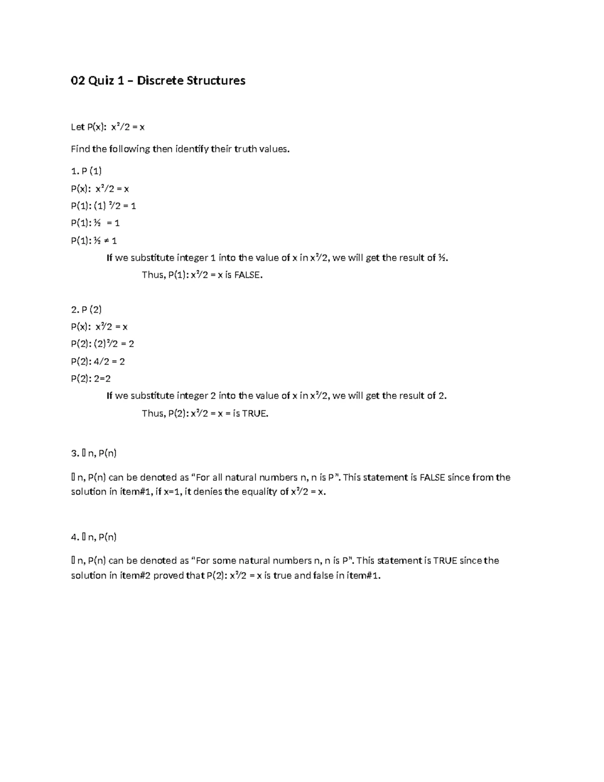 01 Task Performance 1 - Discrete Structures Logic Analysis - Studocu