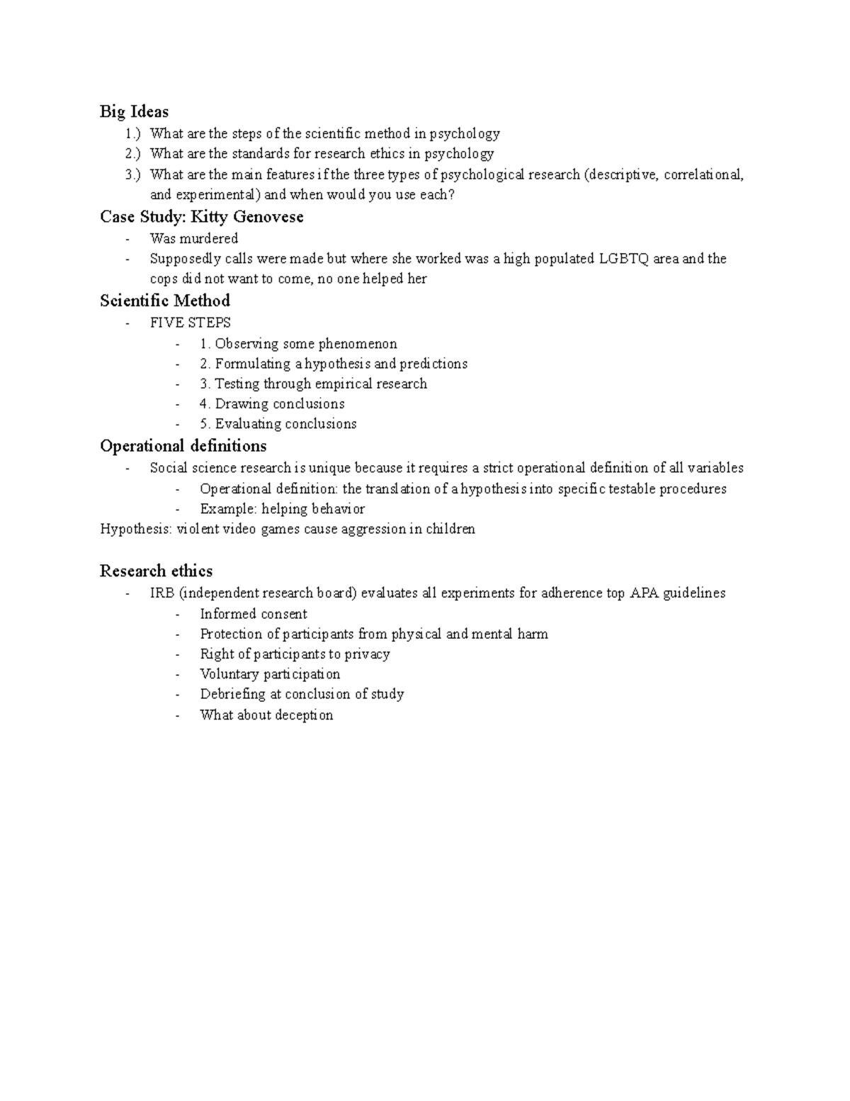 Chapter 2 - Big Ideas 1.) What are the steps of the scientific method ...