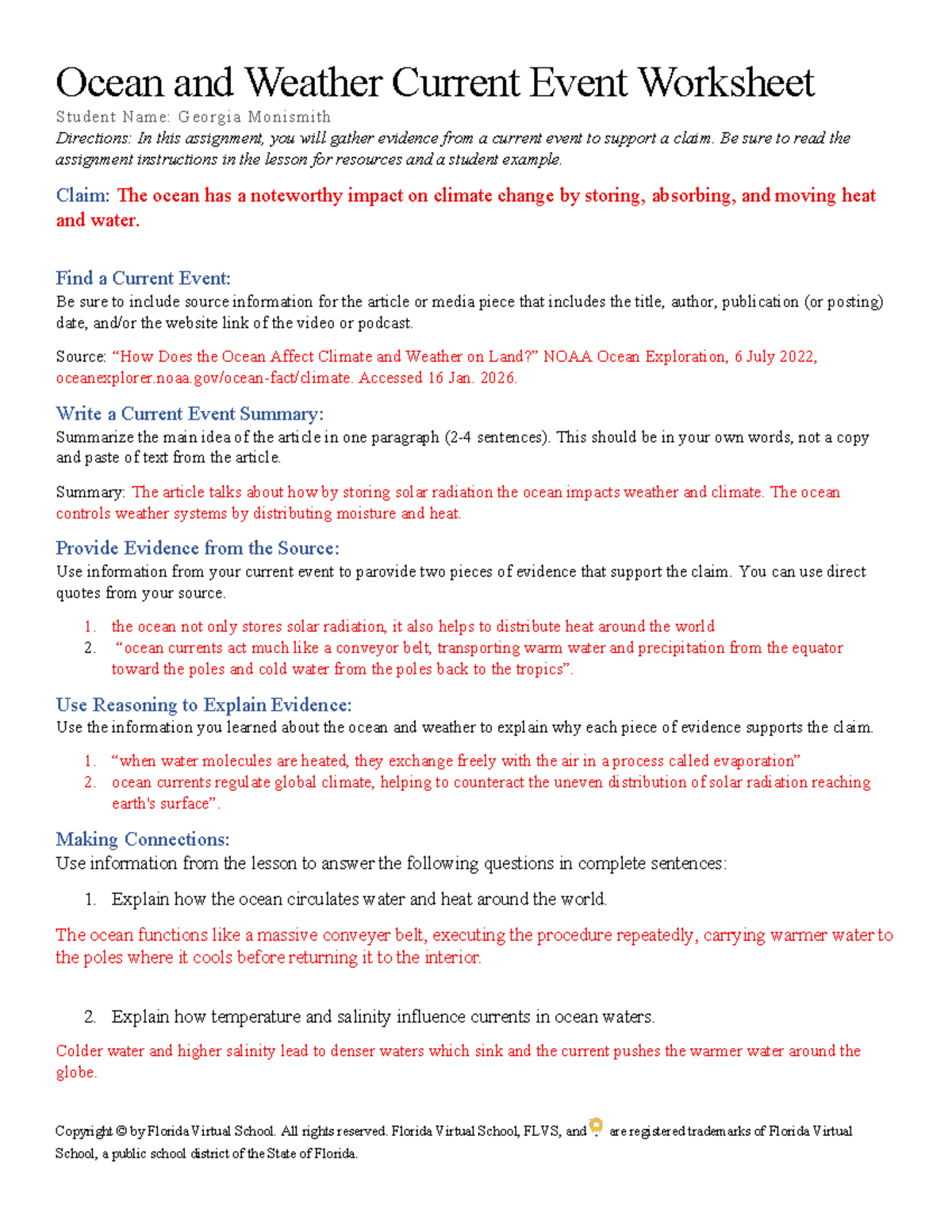Ocean Impact on Climate Change: Current Event Worksheet (04 02) - Studocu