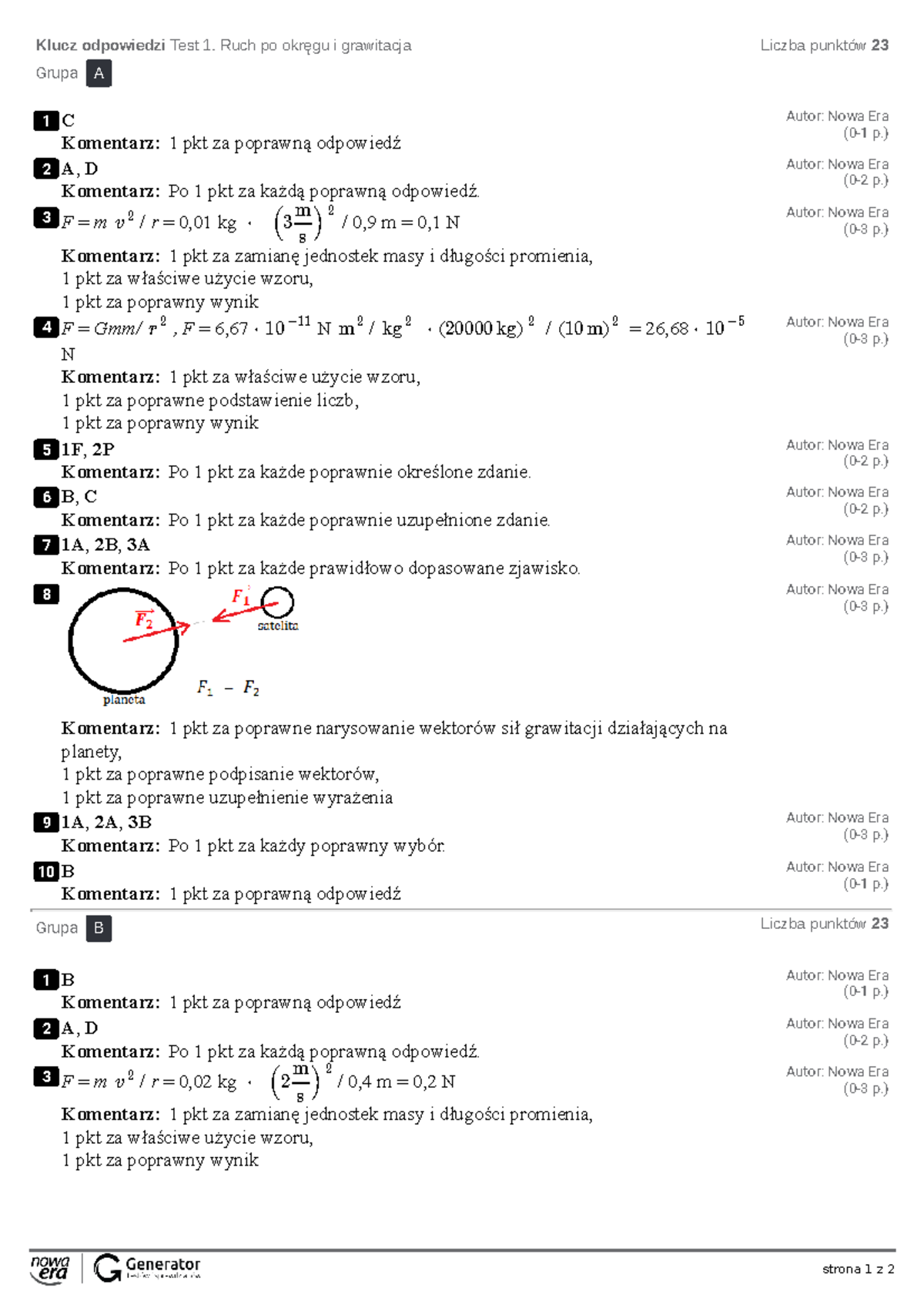 Sprawdzian Z Fizyki Zamkor Grawitacja Chomikuj www.studocu.com