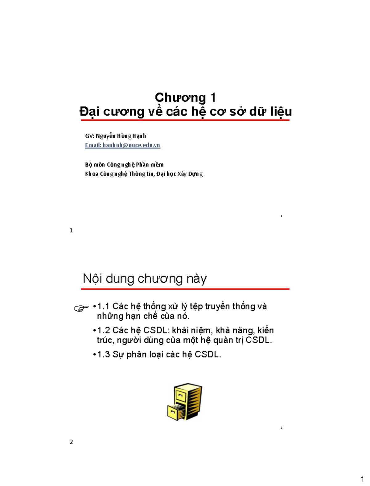 Slide CSDL - Chương 1: Đại cương về Hệ CSDL và Kiến trúc - Studocu