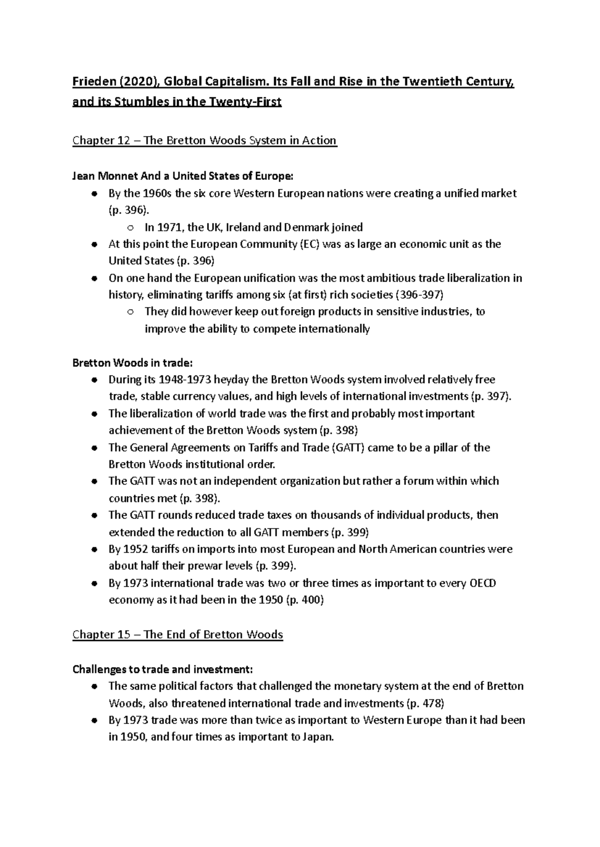 Globalization from 1960-1990: The Rise and Fall of Bretton Woods - Studocu