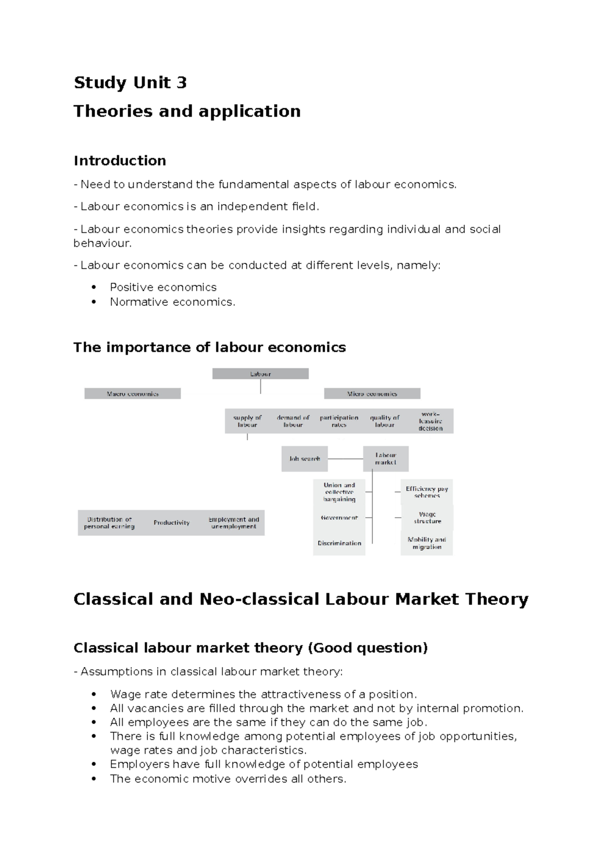 Labour Economics Theories & Applications - Study Unit 3 Overview - Studocu