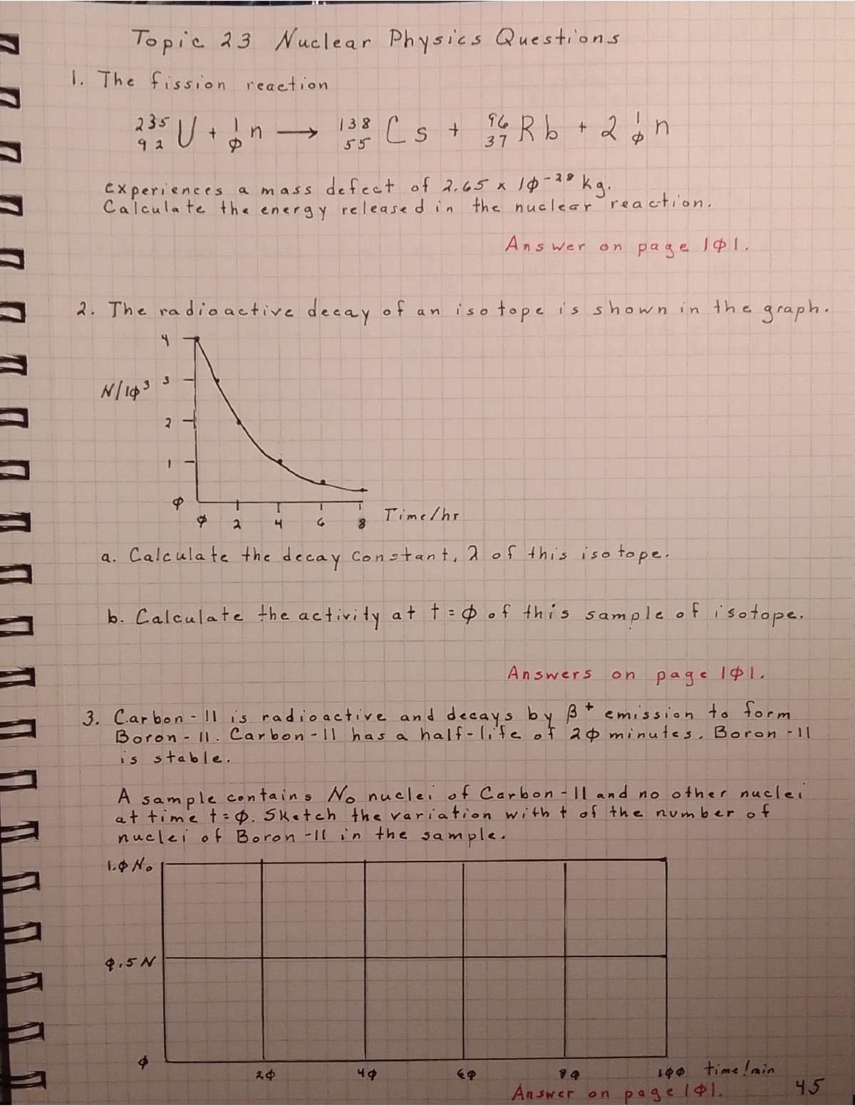 Nuclear Physics Questions & Calculations - PHYS 101 - Studocu