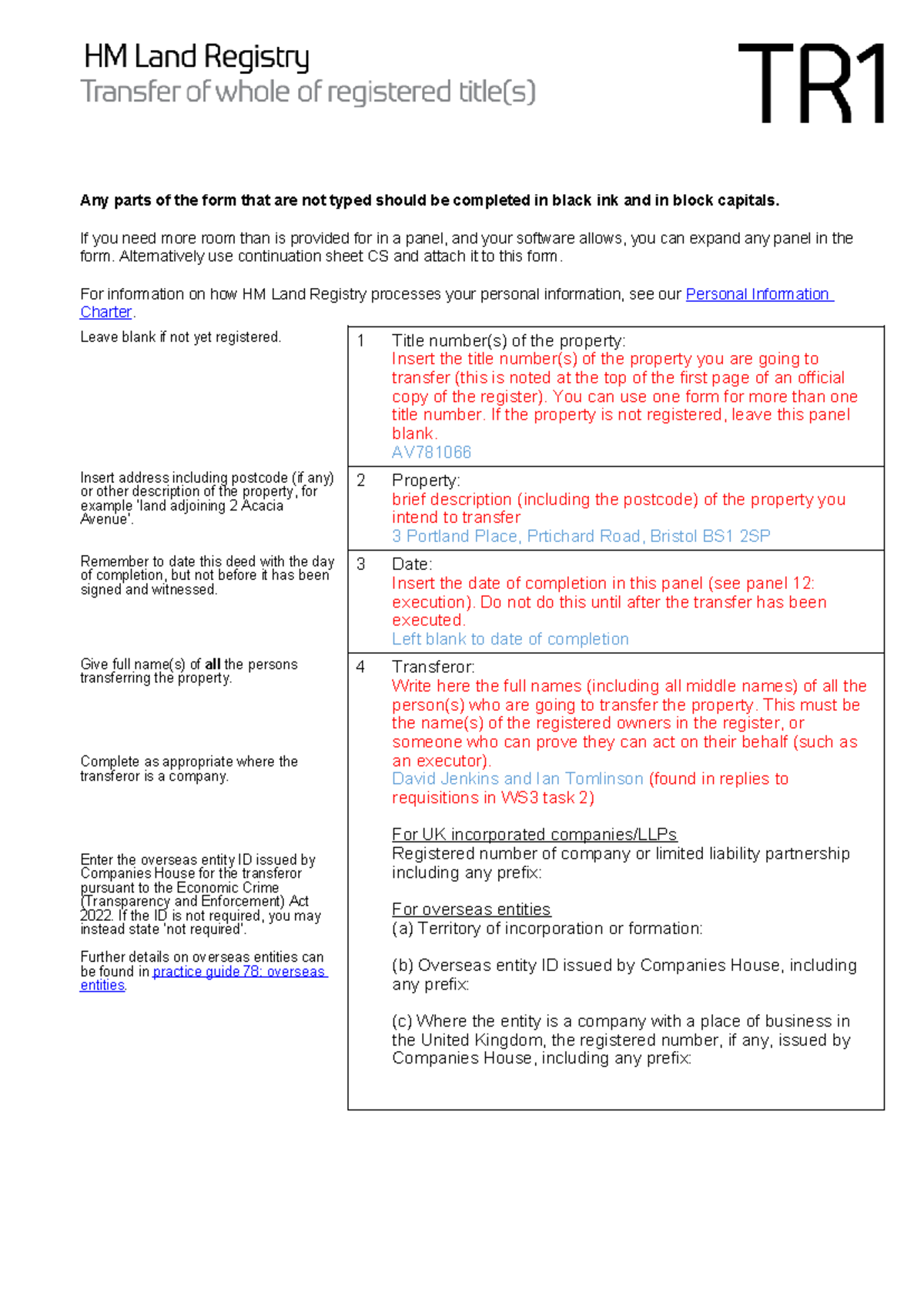 TR1 realestate task 2 ws 9 completed - Any parts of the form that are ...