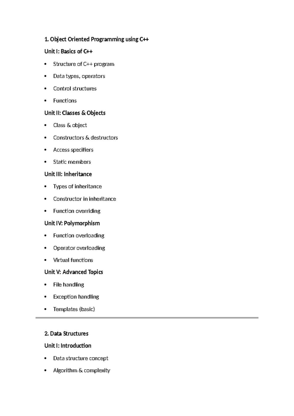 OOP & Data Structures Overview: Key Concepts & Practical Notes - Studocu