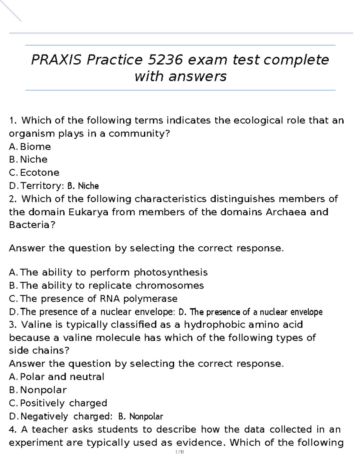 PRAXIS Practice 5236 Quiz Questions and Answers - Studocu