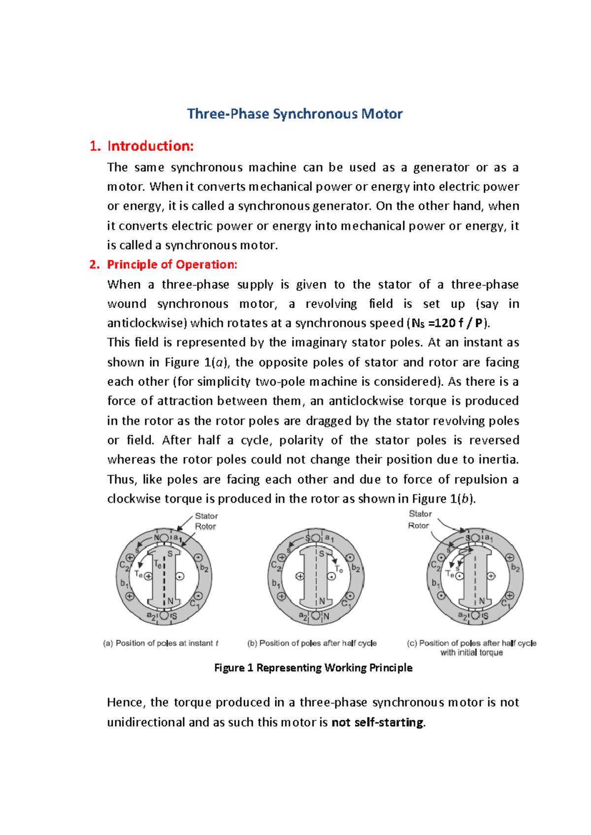 Synchronous Motors - Lecture Notes for EE 301 Course - Studocu