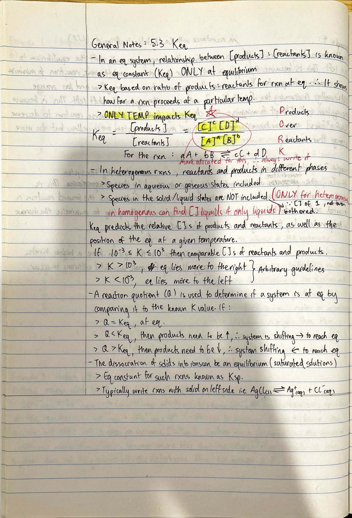 NJ 5.3 Study Notes: Equilibrium Constants (Keq) Explained - Studocu