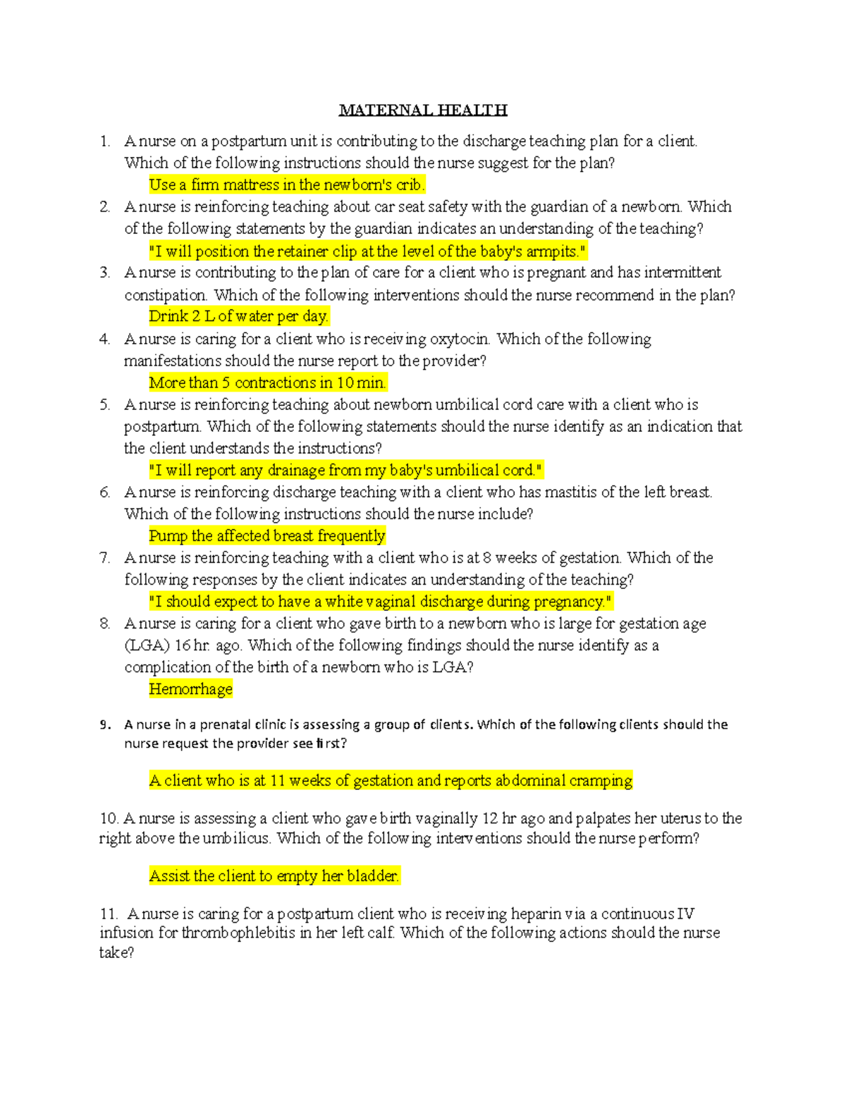 HESI Maternal Health Study Guide for Exam 111: Key Concepts and Care ...