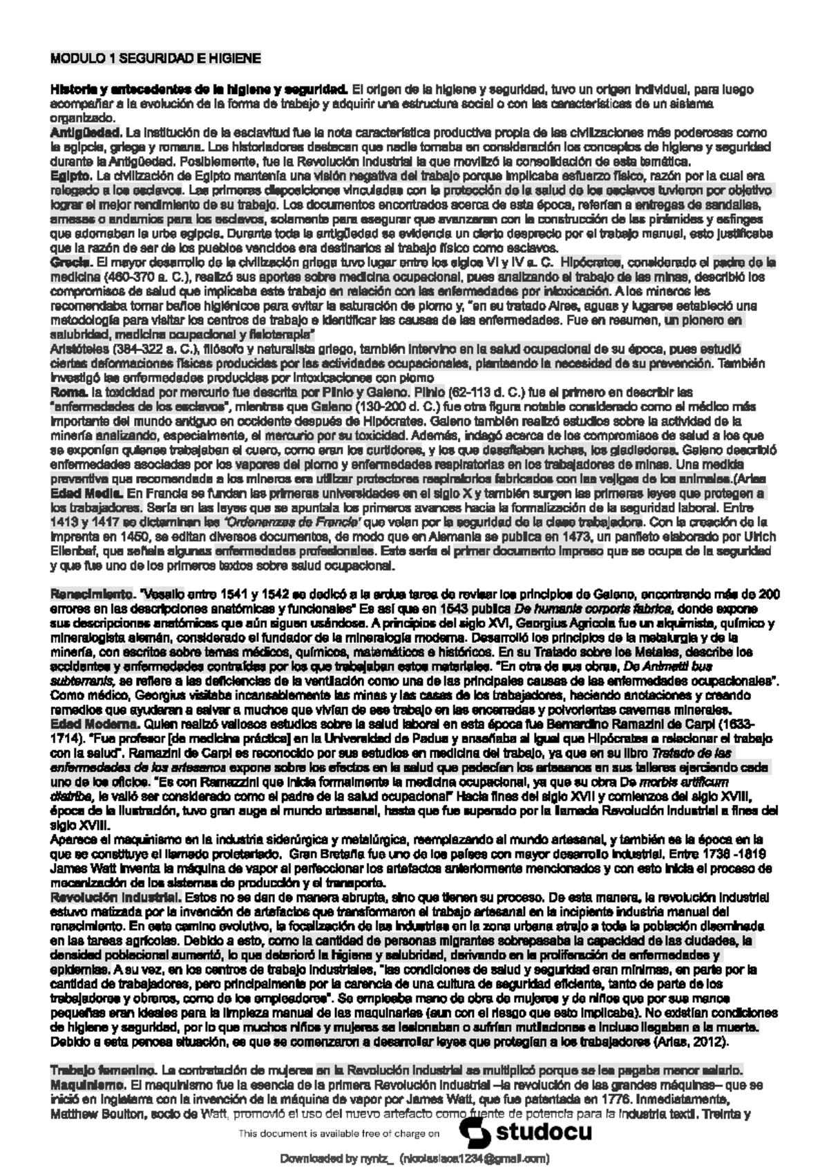 Resumen De Seguridad E Higiene Primer Parcial Módulo 1 Studocu